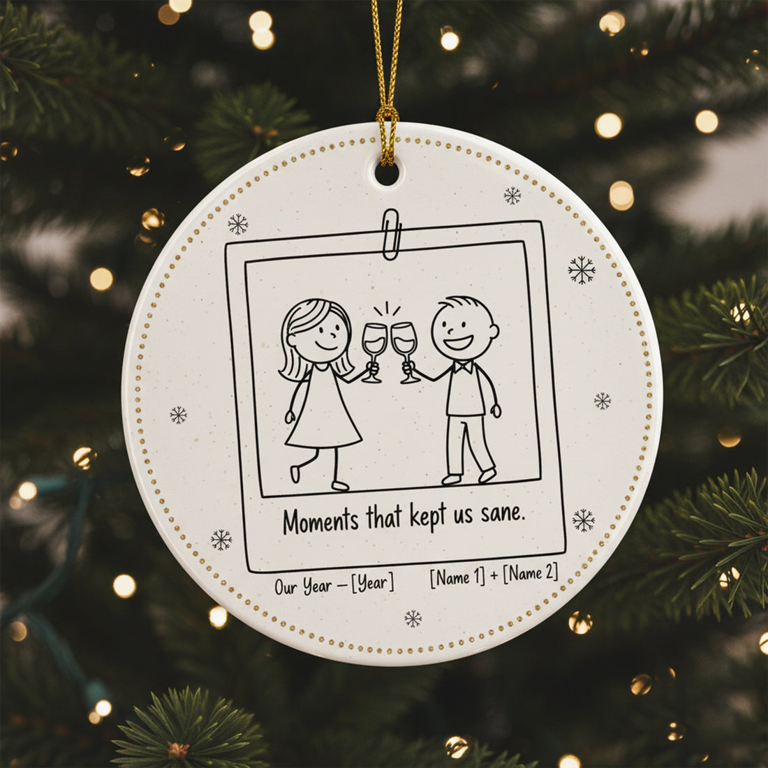 Personalized Ceramic Christmas Ornament Set of 3 | Holiday Ornament Bundle | Faith Deer Cross Family Design | Custom Gift Decor|ONMCB09