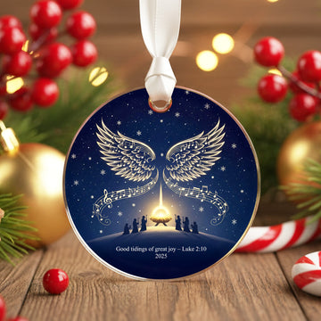 Good Tidings of Great Joy Luke 2:10 Ornament, Christian Christmas Ornament 2025, Angel Wings Nativity Ornament, Religious Gift|ONM27
