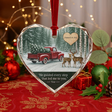 Personalized Heart Ornament for Couple – Red Truck Christmas Gift|ONM43