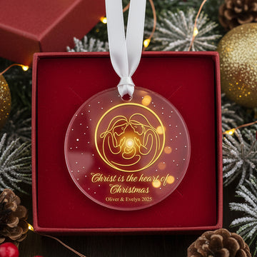 Acrylic Nativity Ornament | Christ Is the Heart of Christmas Design – Personalized Religious Holiday Decor|ONM38