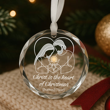 Christ Is the Heart of Christmas Ornament | Personalized Acrylic or Glass Christian Keepsake Gift|ONM41