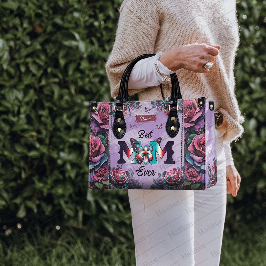 HB12-Personalized "Best Mom Ever" Leather Handbag - Custom Name Gift for Mom, Christian Mother's Day Handbag