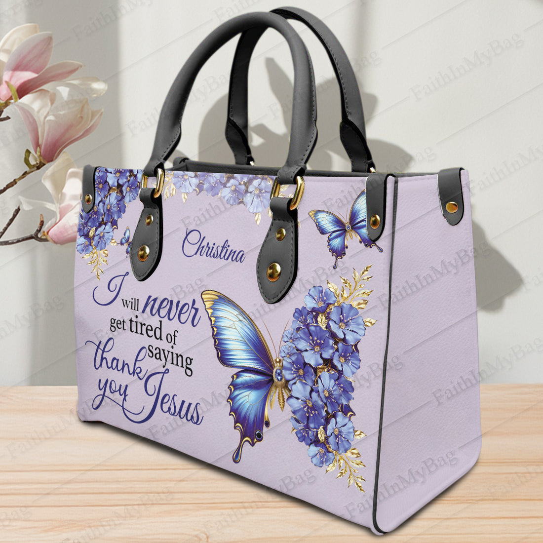 HB48-Christianartbag Handbags, Personalized Bags I will never get tired of saying thank you Jesus Leather, Gifts for Women