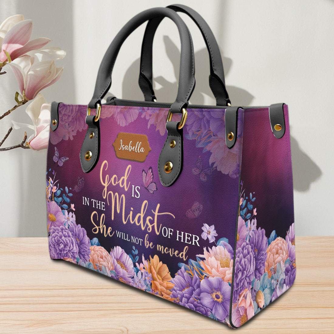 HB36-Personalized God Is in the Midst of Her Handbag, Psalm 46:5 Bible Verse Bag, Faith Gift for Her, christian mom gift, mother's day bag