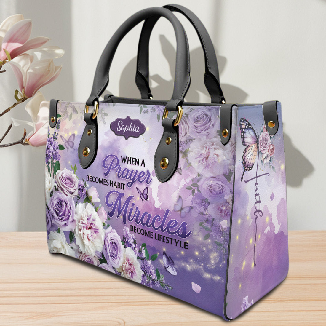 HB24-Christian Handbag - Personalized Prayer Bag, Faith-Based Purse, Religious Gift for Women, Spiritual Tote with Name Customization