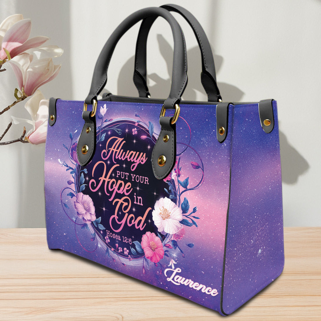 HB29-Custom Christian Handbag for Women – Faith Purse with Hosea 12:6, Mother's Day Gift for Religious Mom