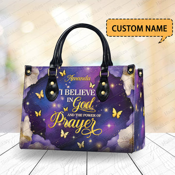 personalized i belive in God bag – butterfly prayer handbag – christian gift for mom or her