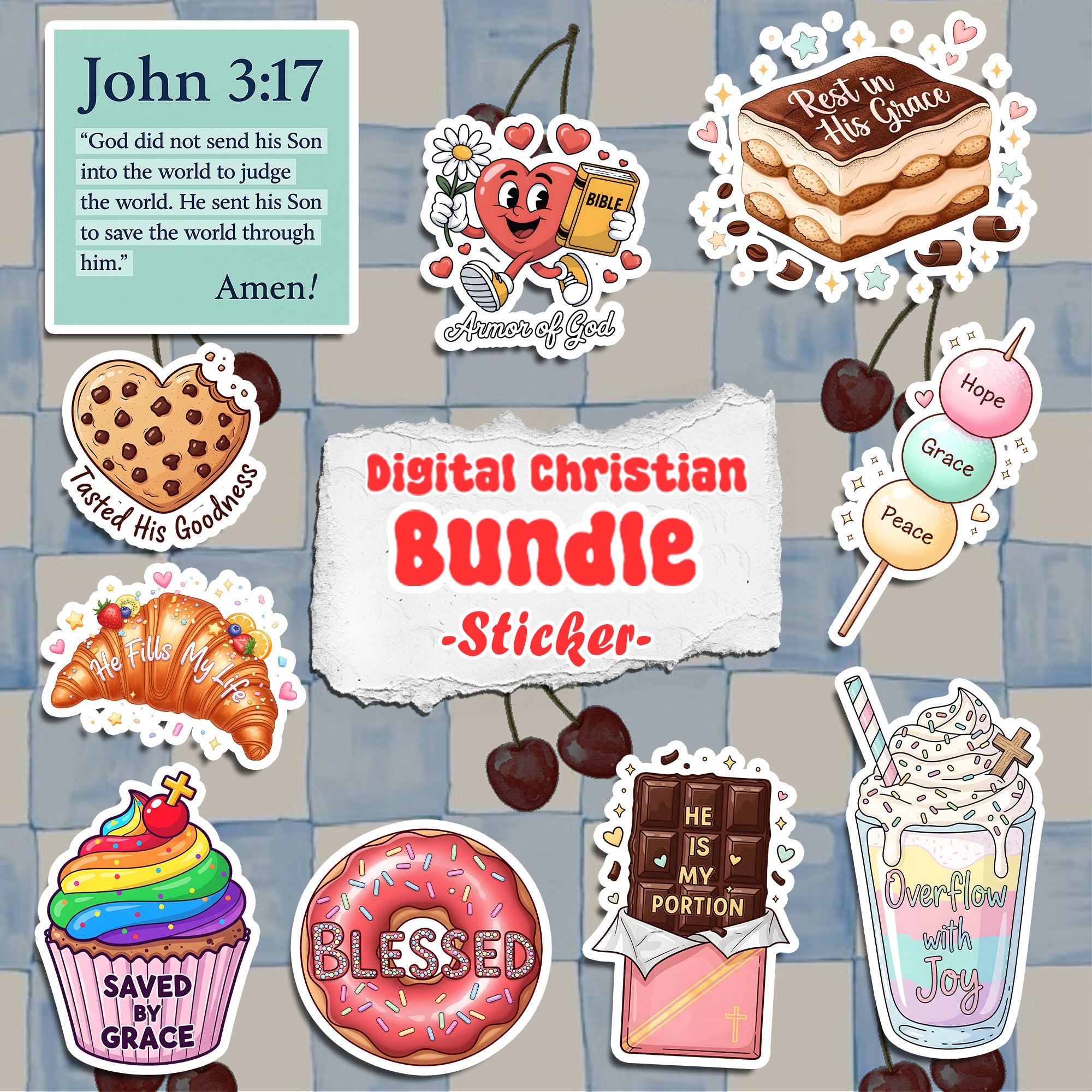 5+ Sweet Faith Christian Sticker Pack – Cute Bible Verse Vinyl Decals – Inspirational Waterproof Stickers for Laptop, Journal, Water Bottle|STK30