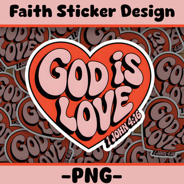 STK79  God Is Love Christian Sticker – 1 John 4:16 Vinyl Decal – Bible Verse Faith Quote – Waterproof 3 Inch Sticker for Laptop, Tumbler, Journal