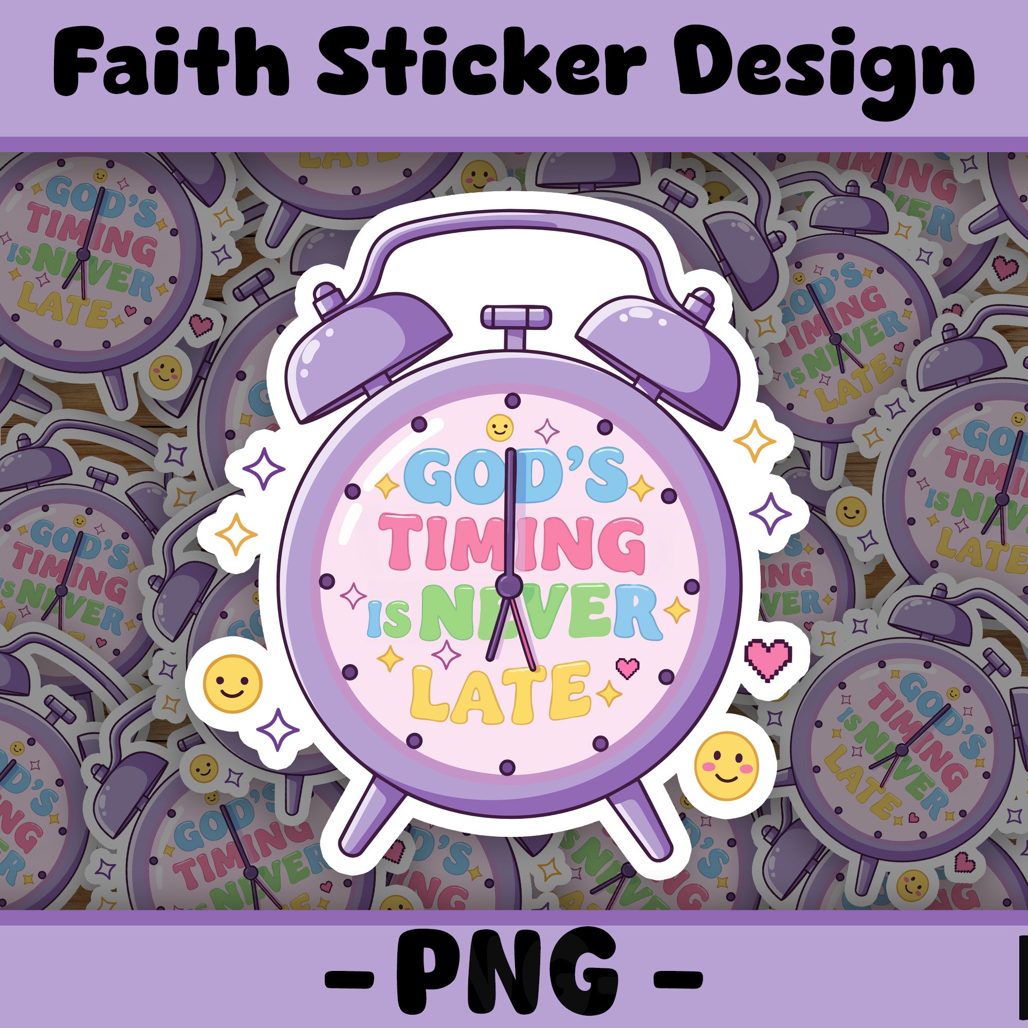 STK71 God’s Timing Is Never Late Sticker – Cute Christian Vinyl Decal for Laptop, Water Bottle, Journal – Inspirational Faith Quote