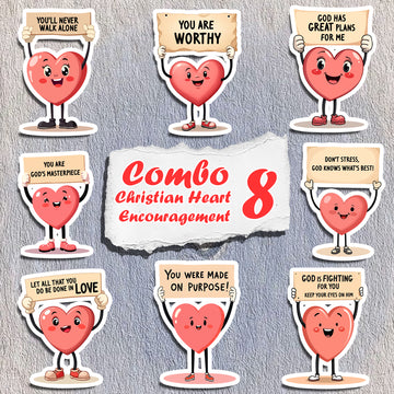 STK62 Christian Heart Sticker Sheet – Encouraging Bible Verse Vinyl Stickers for Laptop, Water Bottle, Journal – Faith Gift for Kids and Teens