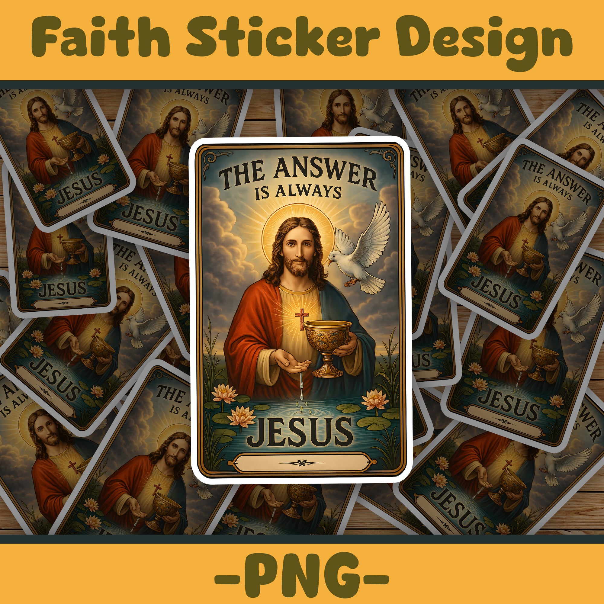 STK06 The Answer is Always Jesus Sticker – Christian Religious Vinyl Decal for Laptop, Water Bottle, Journal – Faith Based Gift