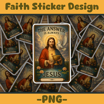 STK06 The Answer is Always Jesus Sticker – Christian Religious Vinyl Decal for Laptop, Water Bottle, Journal – Faith Based Gift
