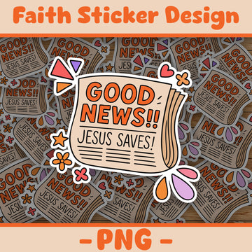 STK07 Good News Jesus Saves Sticker – Christian Vinyl Decal for Laptop, Water Bottle, Journal – Faith Based Gospel Gift Idea