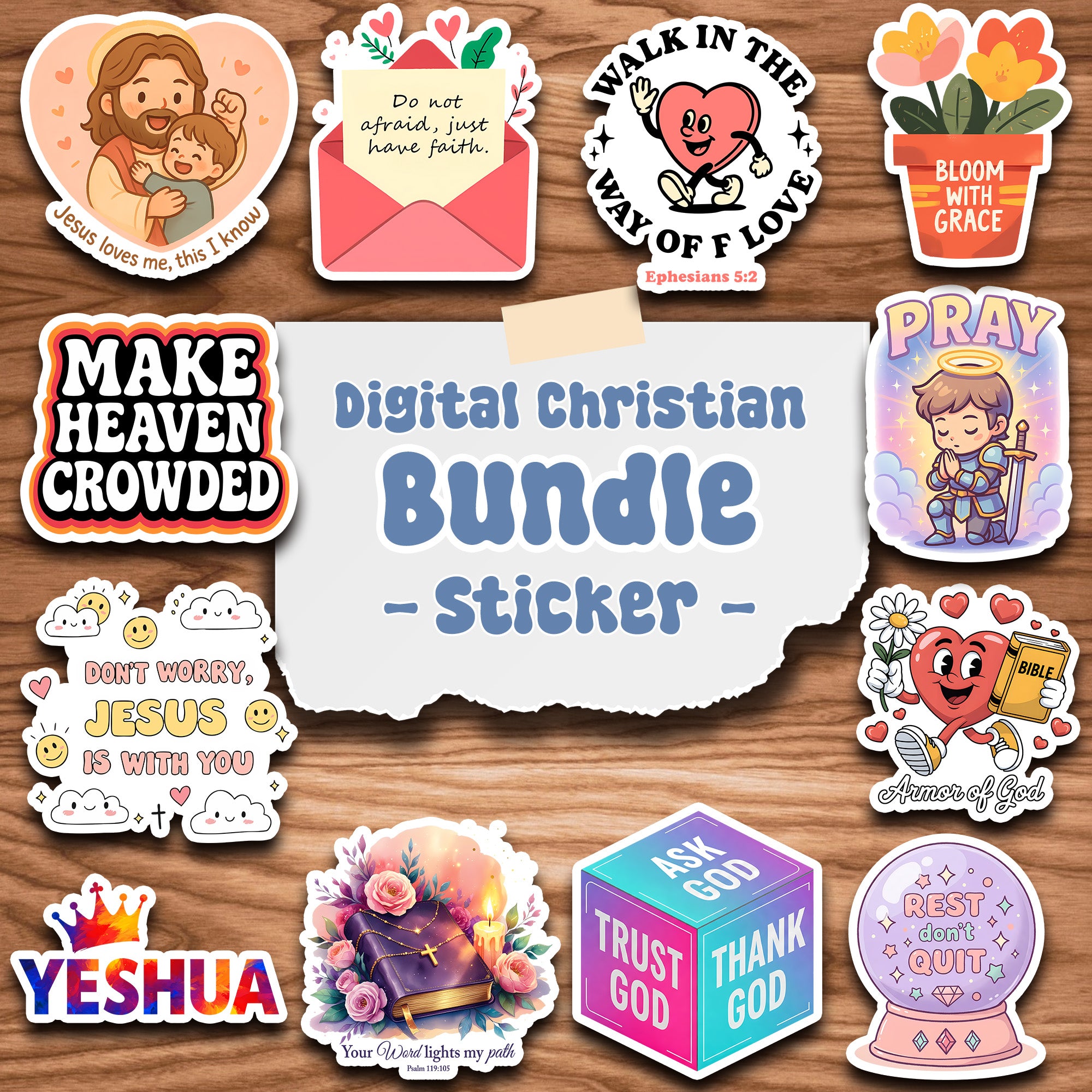 10+ Christian Vinyl Sticker Pack | Bible Verse Stickers | Jesus Faith Quote Decals | Religious Inspirational Stickers for Laptop, Water Bottle, Journal|STK15