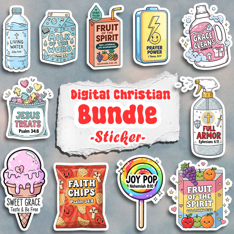 10+ Christian Sticker Pack – Cute Bible Verse Vinyl Decals – Fun Faith-Based Waterproof Stickers for Laptop, Journal, Water Bottle|STK29