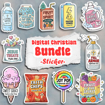 10+ Christian Sticker Pack – Cute Bible Verse Vinyl Decals – Fun Faith-Based Waterproof Stickers for Laptop, Journal, Water Bottle|STK29