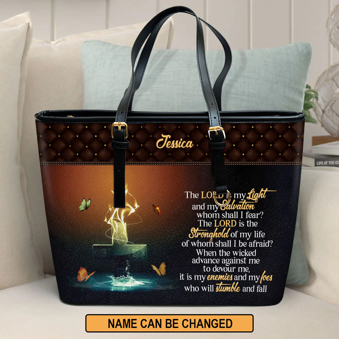 Personalized Christian Handbag - The Lord Is My Light & My Salvation
