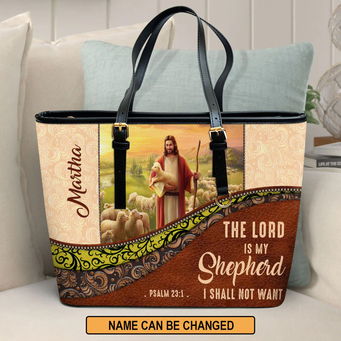 Christianart Designer Handbags, The Lord Is My Shepherd PSALM 23:1, Personalized Gifts, Gifts for Women.