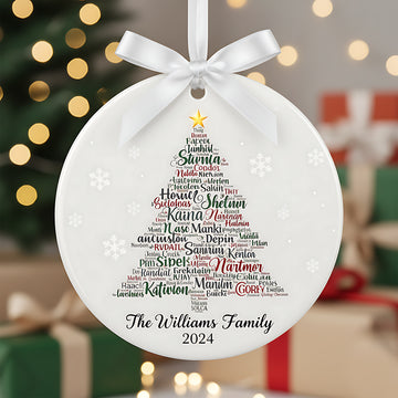 Custom Family Name Christmas Tree Ornament, Personalized Word Art Ornament, Holiday Keepsake Gift for Family Christmas Tree|ONM77