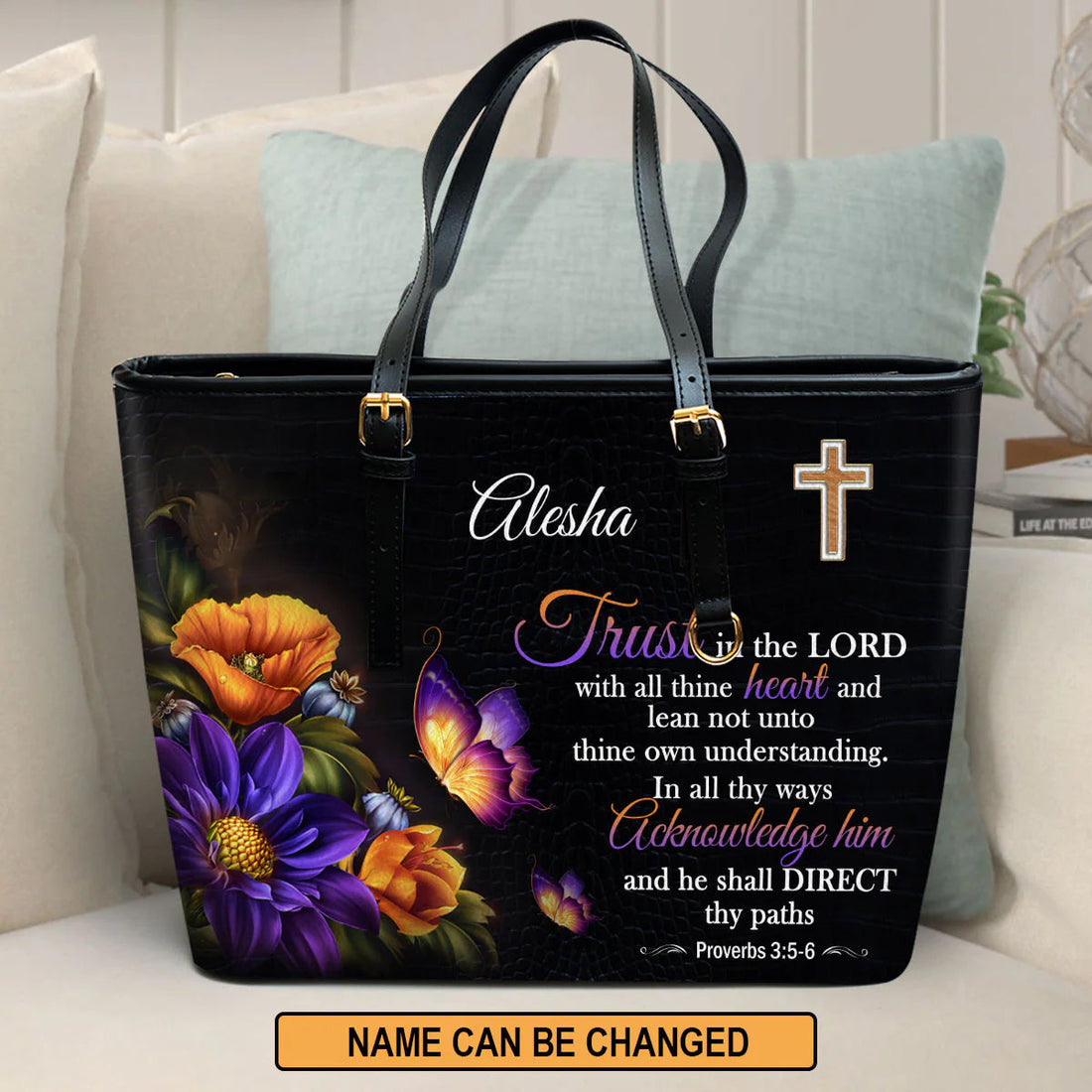 Christianart Designer Handbags, Trust In The Lord Proverbs 3:5-6, Personalized Gifts, Gifts for Women.