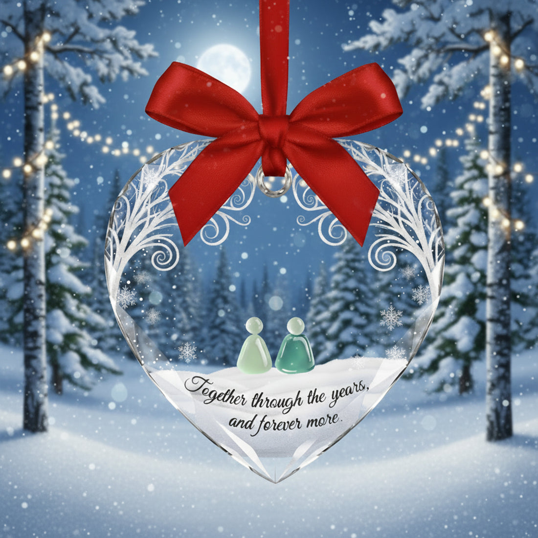 Together Through The Years Crystal Heart Ornament, Romantic Glass Keepsake Gift, Couple Christmas Ornament, Forever Love Decor|ONM89