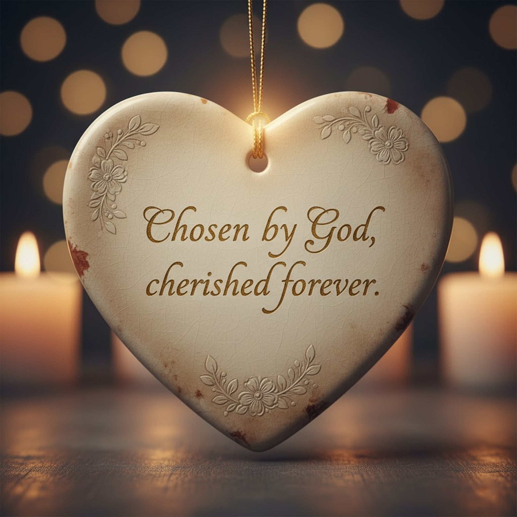 Chosen By God Ceramic Ornament, Christian Heart Ornament Gift, Religious Christmas Ornament, Faith Keepsake Decoration For Believers | Ornament112
