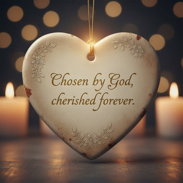 Chosen By God Ceramic Ornament, Christian Heart Ornament Gift, Religious Christmas Ornament, Faith Keepsake Decoration For Believers | Ornament112