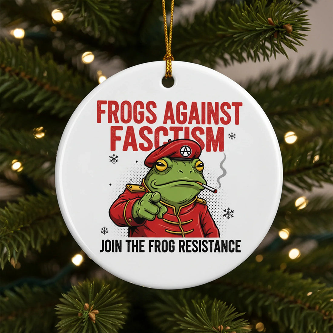 Frogs Against Fascism Ornament Funny Political Gift Join The Frog Resistance Ceramic – personalized Christian ornament – Circ