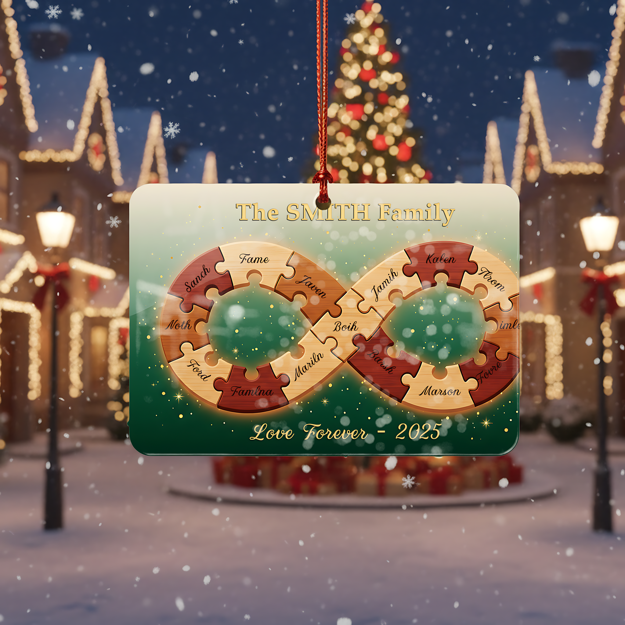 Personalized Family Puzzle Ornament - Custom Name for Each Member, Love Forever 2025, Acrylic Family Christmas Decoration, Custom Holiday Keepsake|ONM72