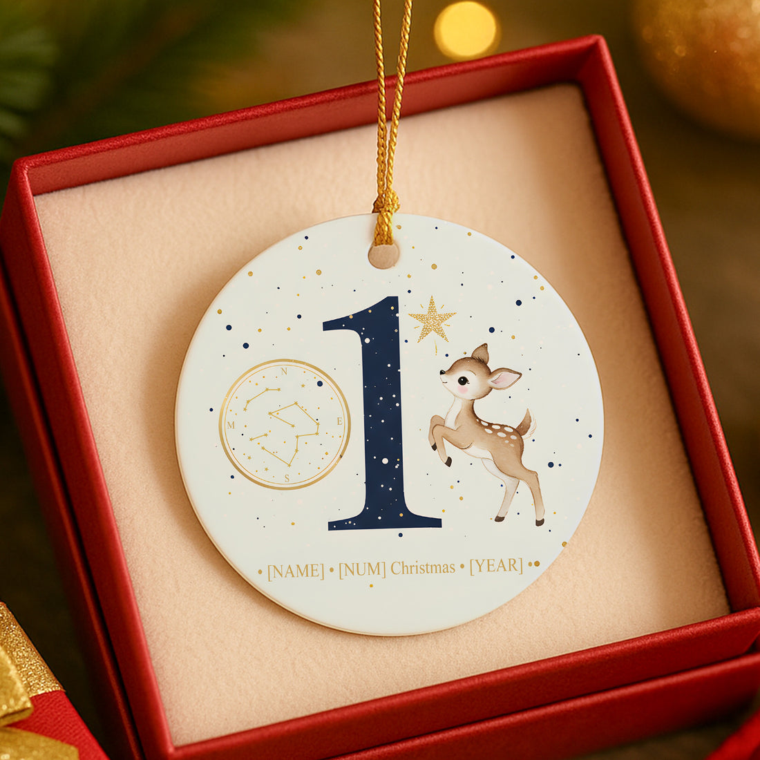 Personalized Deer Christmas Ornament, Custom Name and Year Ceramic Ornament, Holiday Keepsake Gift|ONM67