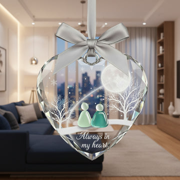 Always In My Heart Glass Ornament, Memorial Heart Ornament, Glass Keepsake Gift, Sympathy Christmas Ornament, Remembrance Decoration|ONM90