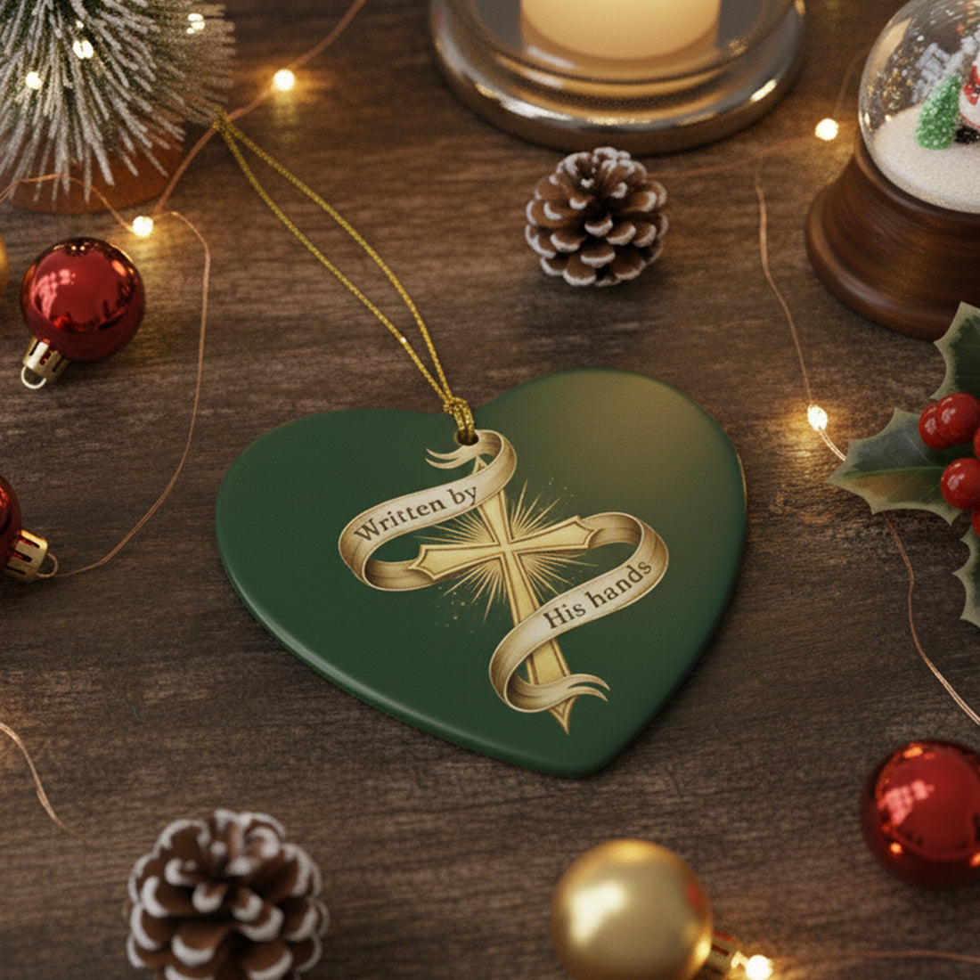 Written by His Hands Ornament 2025, Christian Cross Christmas Ornament, Faith Home Decor, Holiday Keepsake | Ornament104