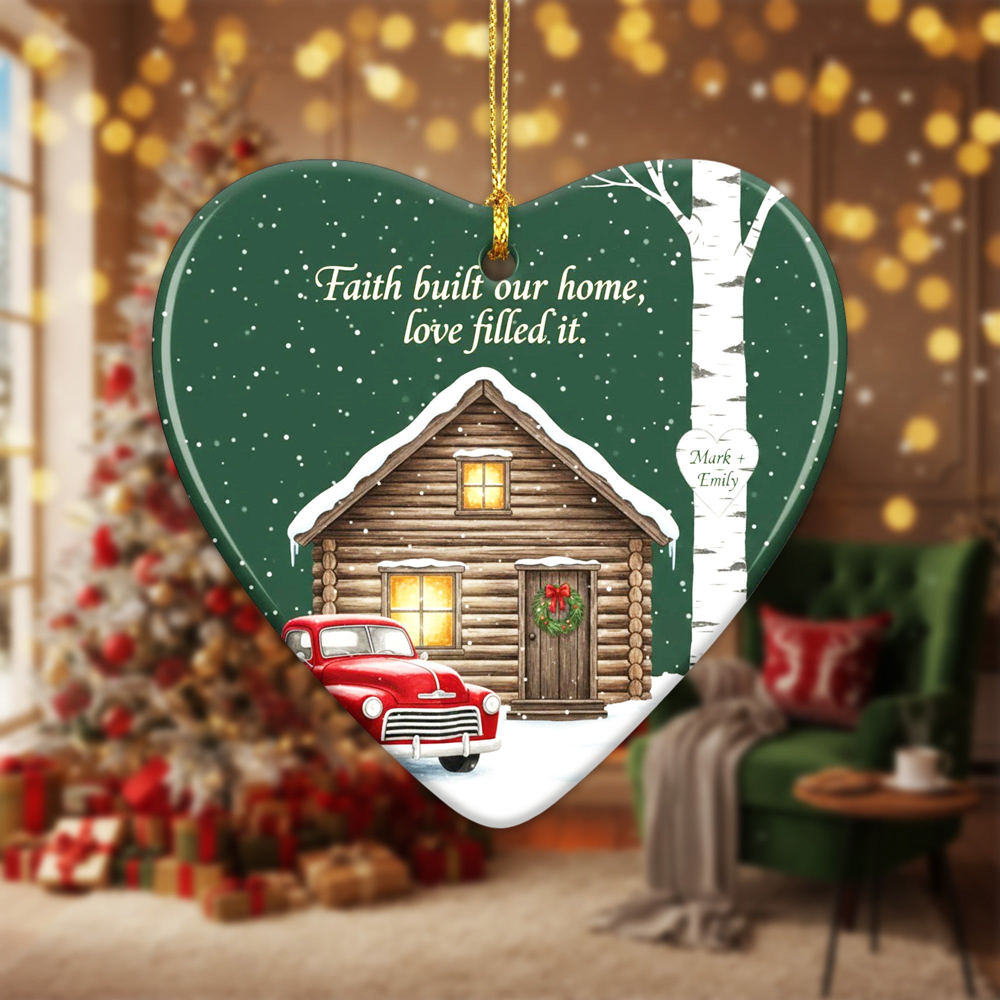 Home Blessed by Faith Ornament, Christian Christmas Ornament, Faith Built Our Home Ornament, Religious Gift, Personalized Ornament | Ornament111