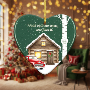 Home Blessed by Faith Ornament, Christian Christmas Ornament, Faith Built Our Home Ornament, Religious Gift, Personalized Ornament | Ornament111