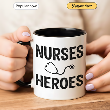 Personalized "Nurses Are Heroes" Coffee Mug – Custom Gift for Nurses, Healthcare Workers, and Medical Professionals | Mug 126