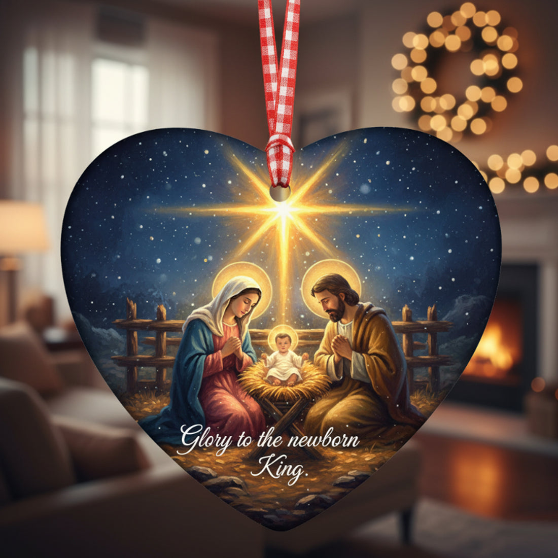 Faith Christmas Ornament Set of 3, Christian Nativity Ceramic Decor, Religious Xmas Tree Ornament, Gift for Believers and Family|ONMCB01