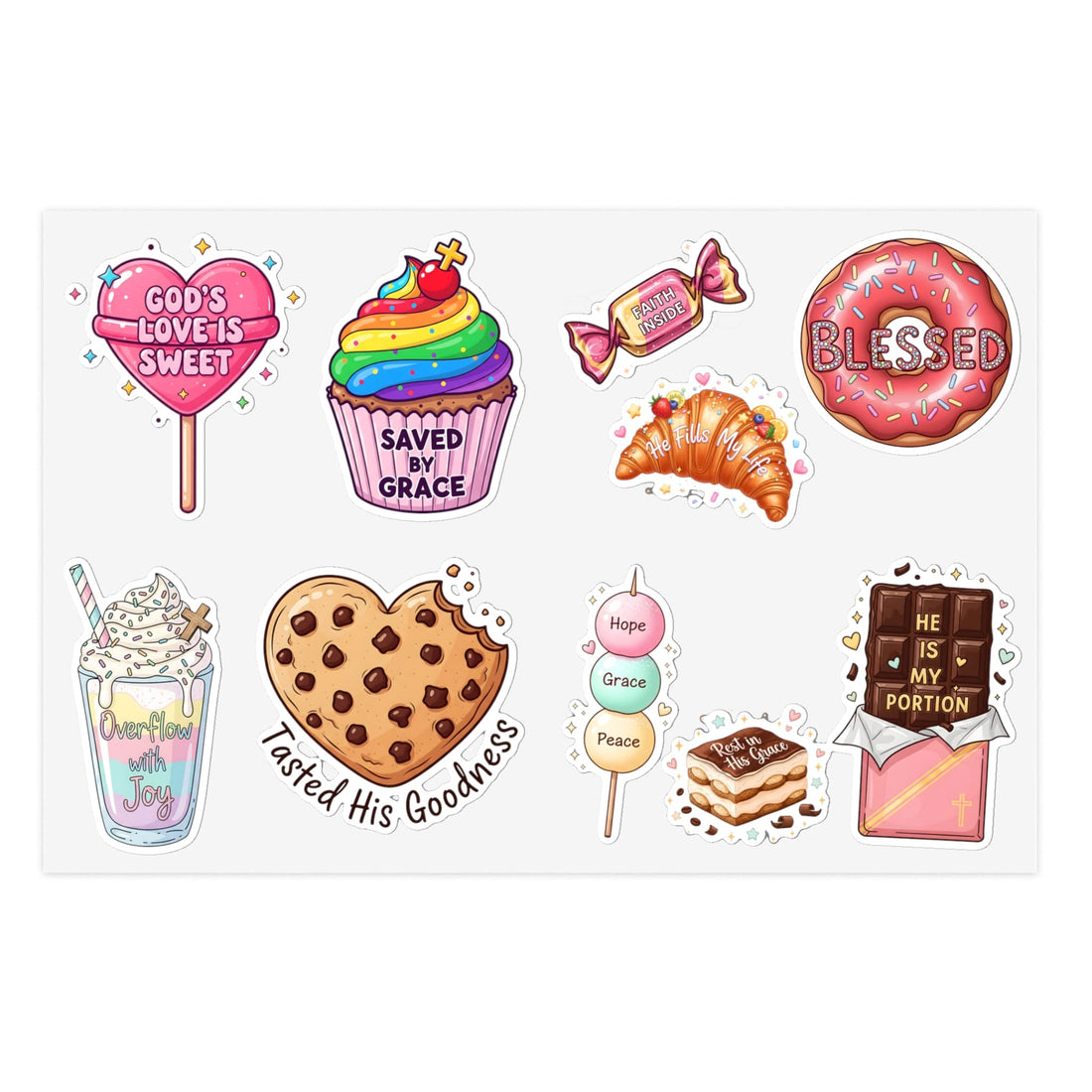 5+ Sweet Faith Christian Sticker Pack – Cute Bible Verse Vinyl Decals – Inspirational Waterproof Stickers for Laptop, Journal, Water Bottle|STK30