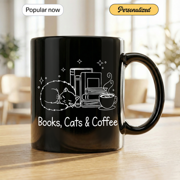 Books Cats Coffee Mug – Funny Cat Lover Reading Mug, Gift for Readers, Cat Moms & Coffee Lovers | Mug 9