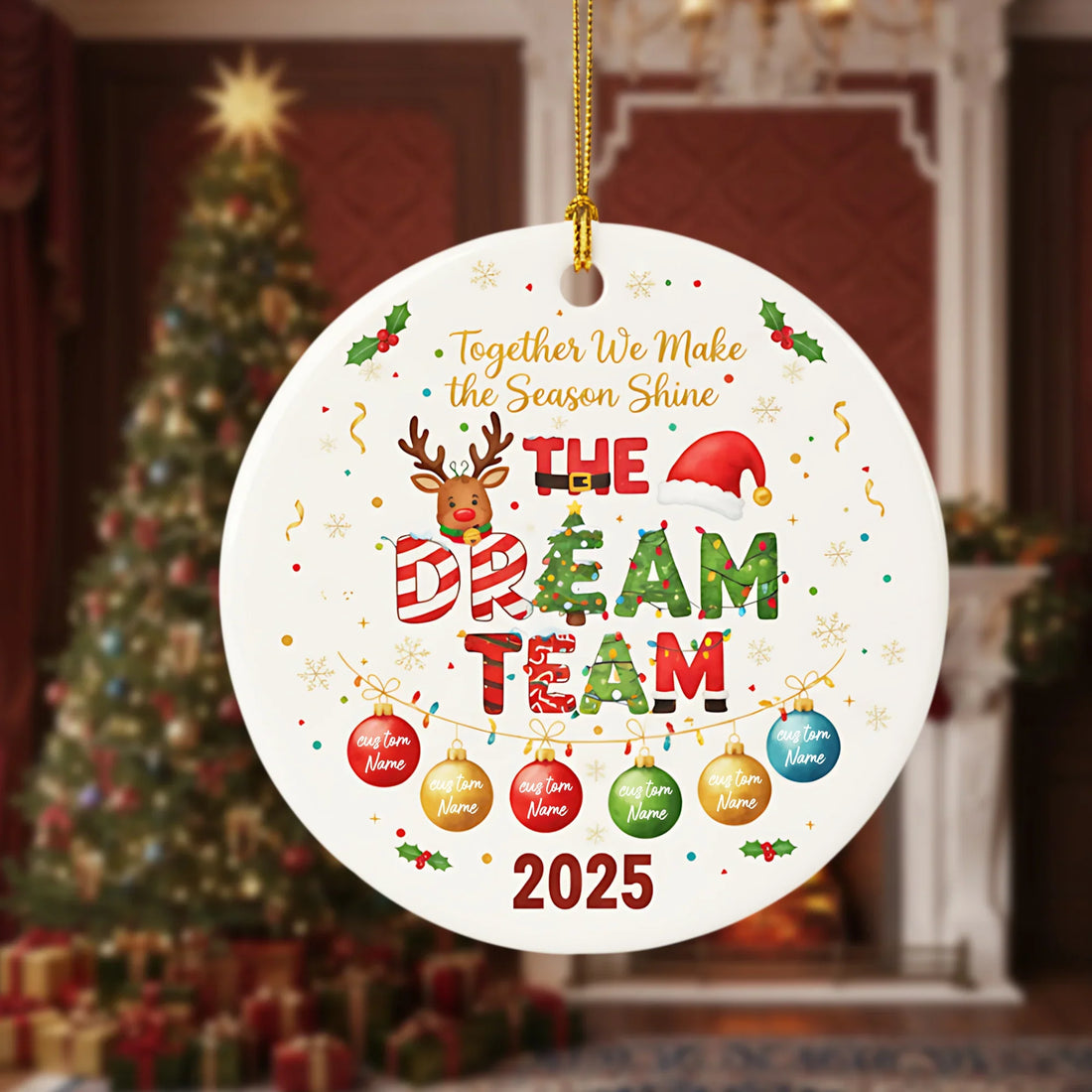 The Dream Team Ornament 2025 Personalized Family Ornament Custom Name Christmas – personalized Christian ornament – Circle