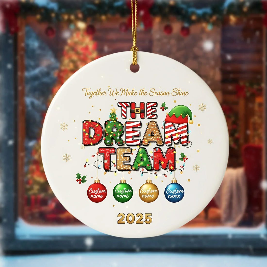 The Dream Team Ornament 2025 Personalized Family Ornament Custom Name Christmas – personalized Christian ornament – Circle