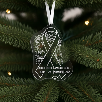 Personalized Christian Ornament | Jesus Ribbon Decor John 1:29 | Custom Faith Gift Keepsake 2025|ONM190