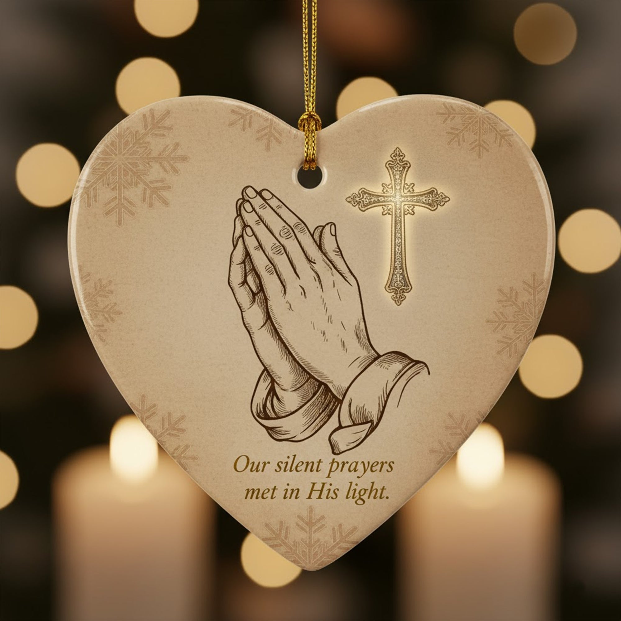 Our Silent Prayers Ornament, Christian Heart Ceramic Ornament, Religious Faith Gift, Prayer Hands Decor, Spiritual Christmas Keepsake | Ornament116