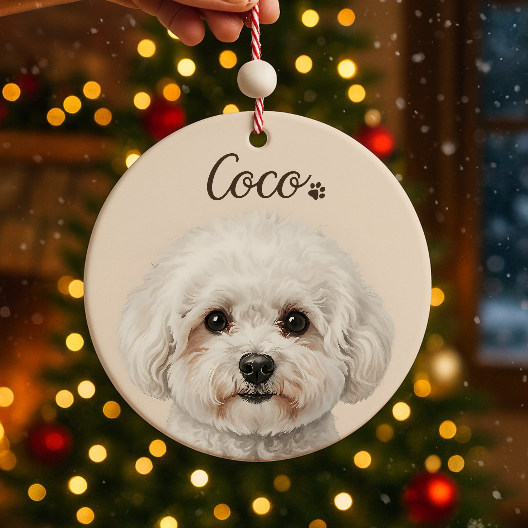 Custom Pet Photo Ornament 2025, Personalized Dog or Cat Christmas Ornament for Tree, Pet Portrait Keepsake Gift, Pet Memorial Decoration|ONM74