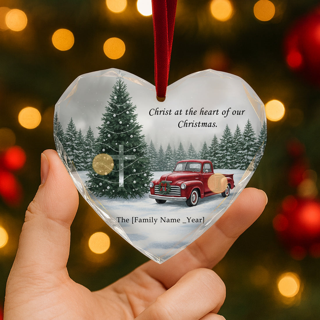 Personalized Christmas Ornament Set of 3 | Glass, Ceramic & Acrylic Ornaments | Christian Holiday Tree Decor & Faith Gift Set|ONMCB07