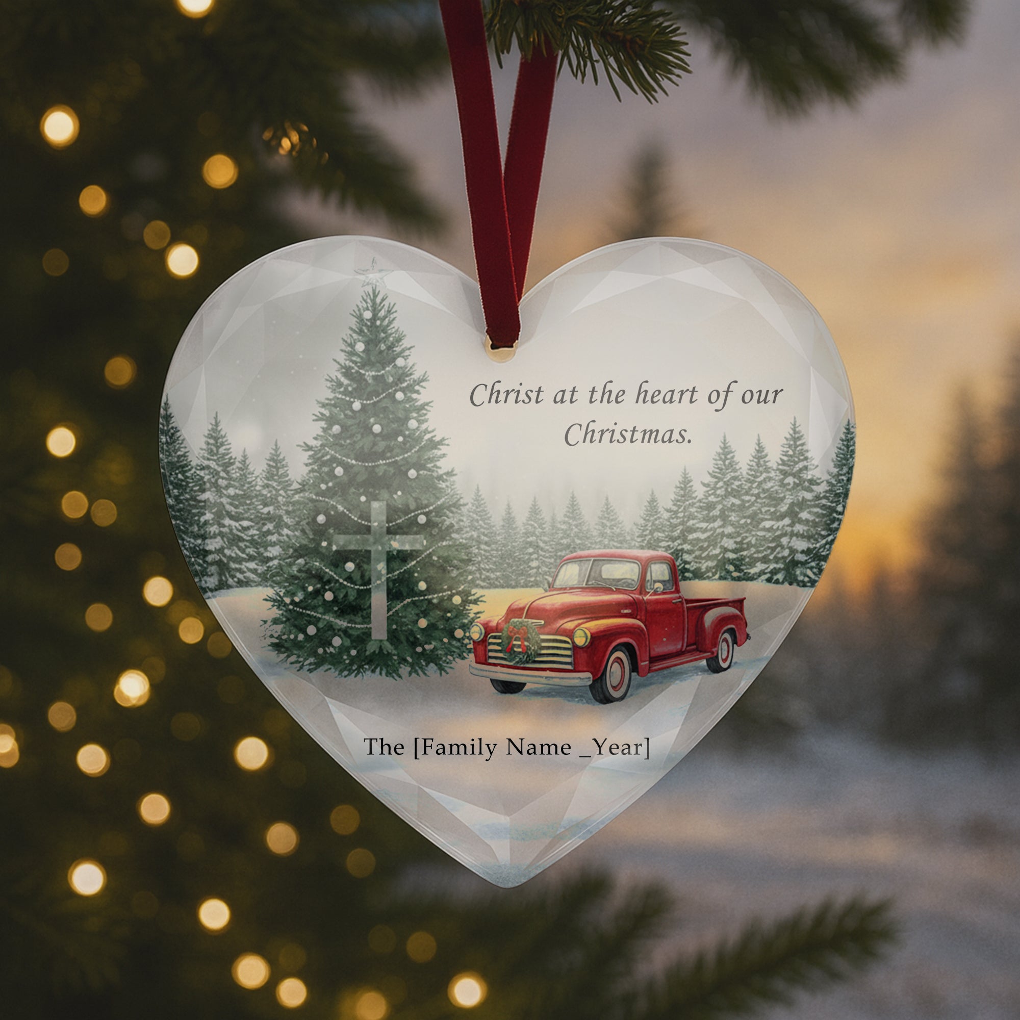 ristian Christmas Ornament – Christ at the Heart of Our Christmas, Custom Faith Based Holiday Decor|ONM33