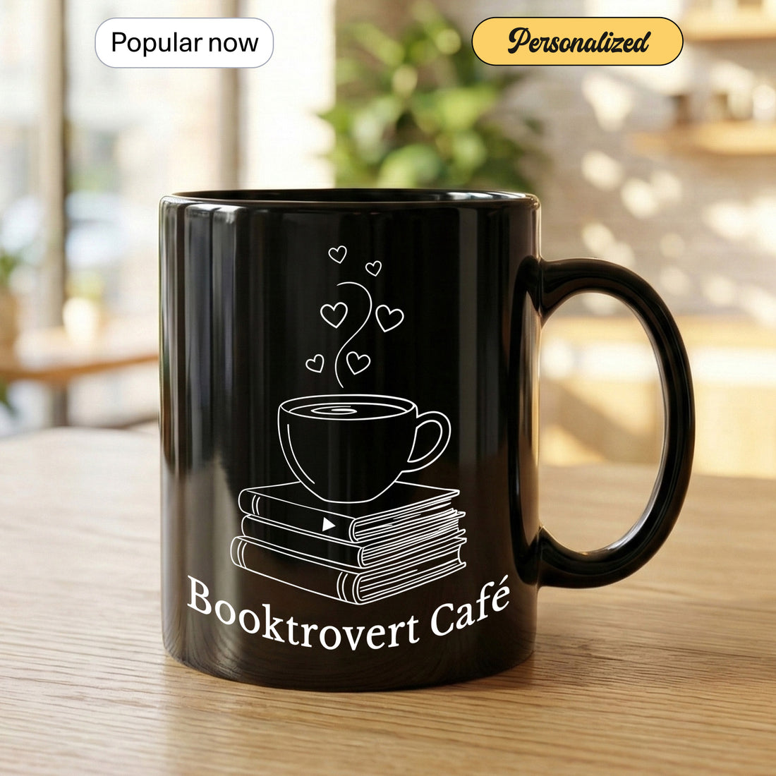 Booktrovert Café Mug – Cute Coffee Mug for Book Lovers, Cozy Ceramic Mug with Book and Coffee Design, Perfect Gift for Introverts| Mug 11