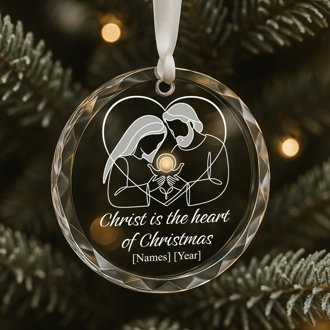 Christ Is the Heart of Christmas Ornament | Personalized Acrylic or Glass Christian Keepsake Gift|ONM41
