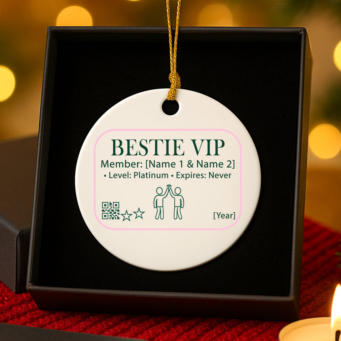 Custom Bestie VIP Ceramic Ornament – Personalized Christmas Gift | Platinum Membership, Custom Name 2025|ONM61