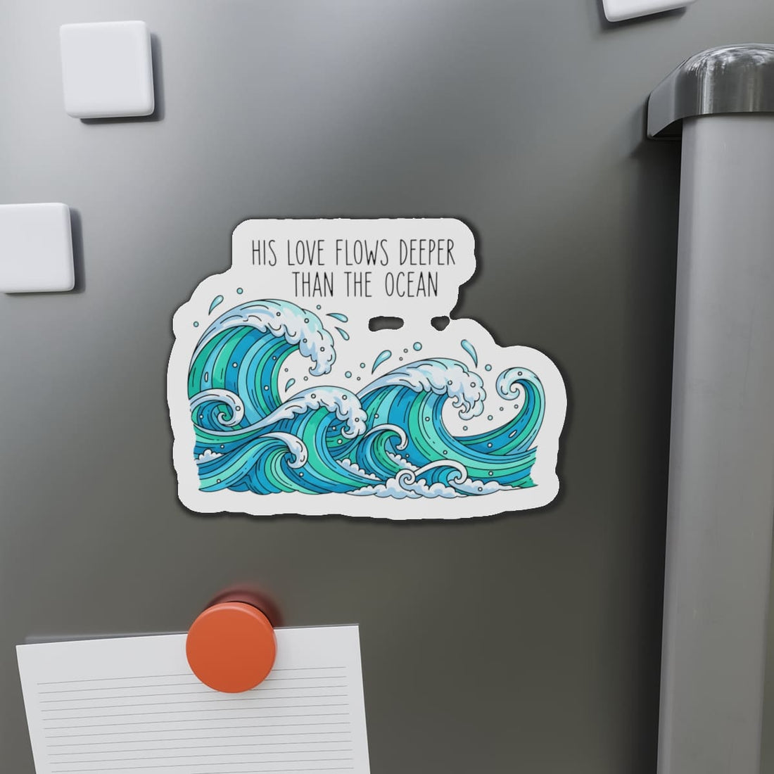 His Love Flows Deeper Than the Ocean Sticker – Christian Waterproof Vinyl Decal - Faith Quote Sticker for Laptop, Water Bottle, Notebook|STK22